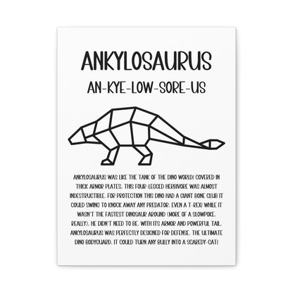 Polygon Outlined Ankylosaurus Vertical Matte Canvas White, Stretched, 1.25" Amazing Gift for the Dino Lover in your life