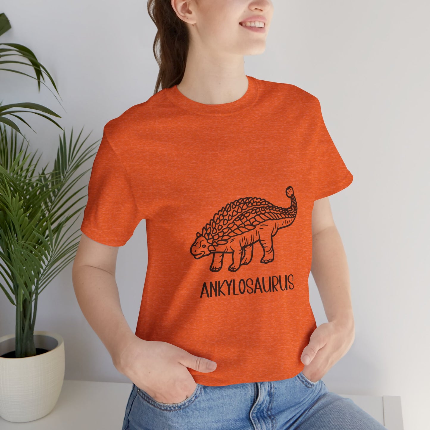 Outlined Ankylosaurus Black Graphic - Unisex Jersey Short Sleeve Tee Super Comfy Dino T-Shirt Gift