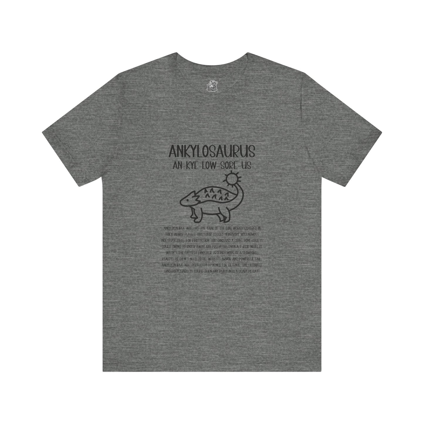 Cute Ankylosaurus Detailed with Black Graphics - Unisex Jersey Short Sleeve Tee Super Comfy Dino T-Shirt Gift