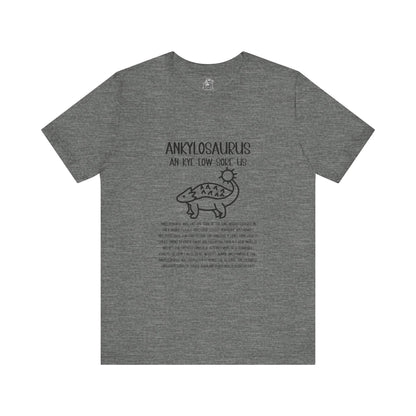 Cute Ankylosaurus Detailed with Black Graphics - Unisex Jersey Short Sleeve Tee Super Comfy Dino T-Shirt Gift