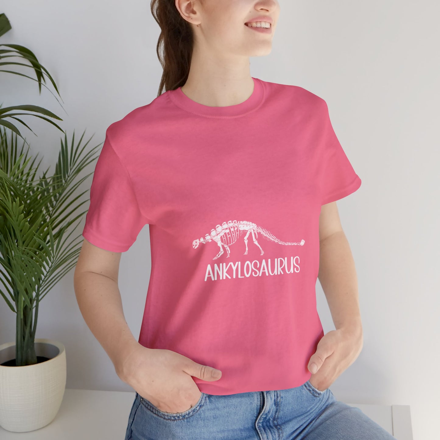 Fossil Ankylosaurus White Graphics- Unisex Jersey Short Sleeve Tee Super Comfy Dino T-Shirt Gift