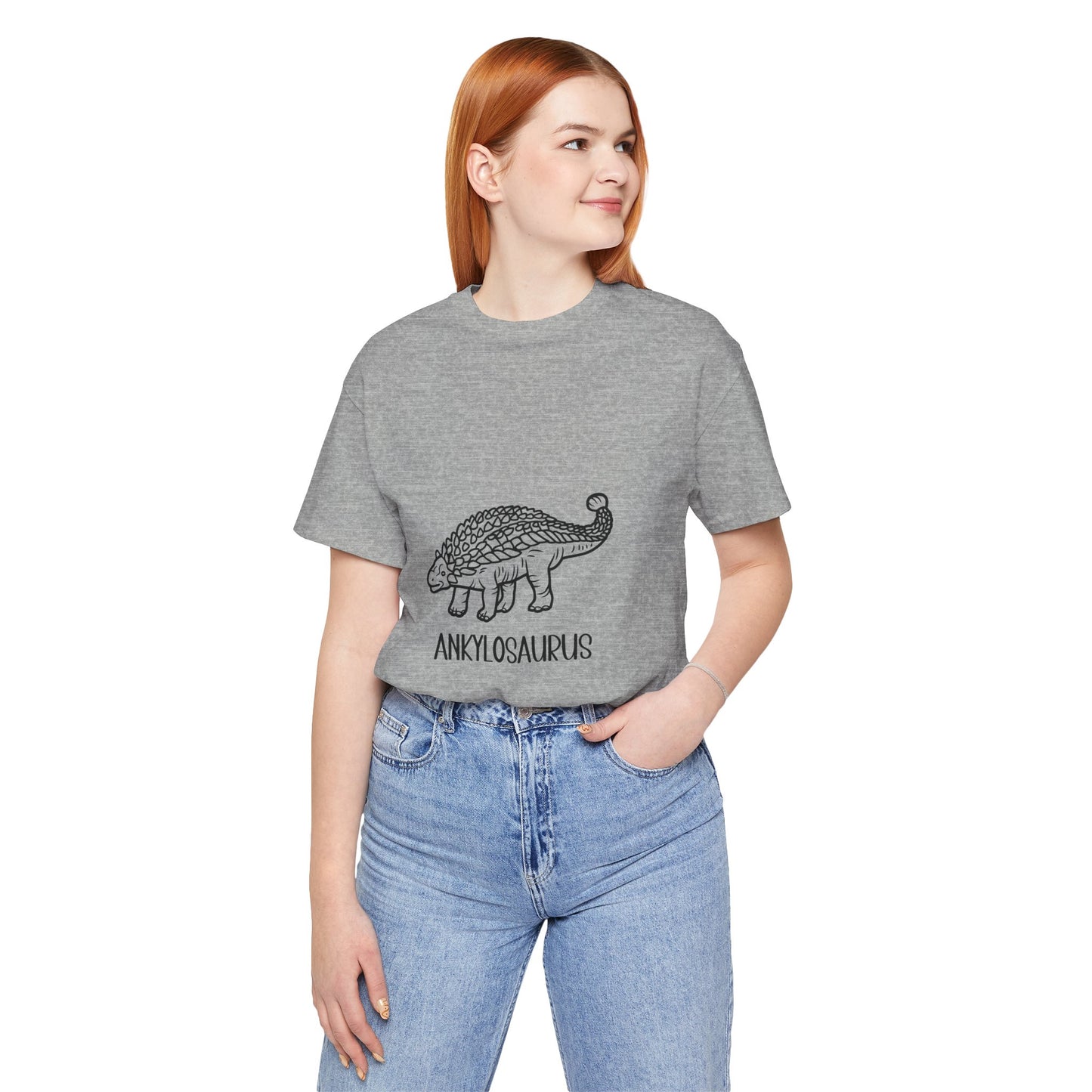 Outlined Ankylosaurus Black Graphic - Unisex Jersey Short Sleeve Tee Super Comfy Dino T-Shirt Gift