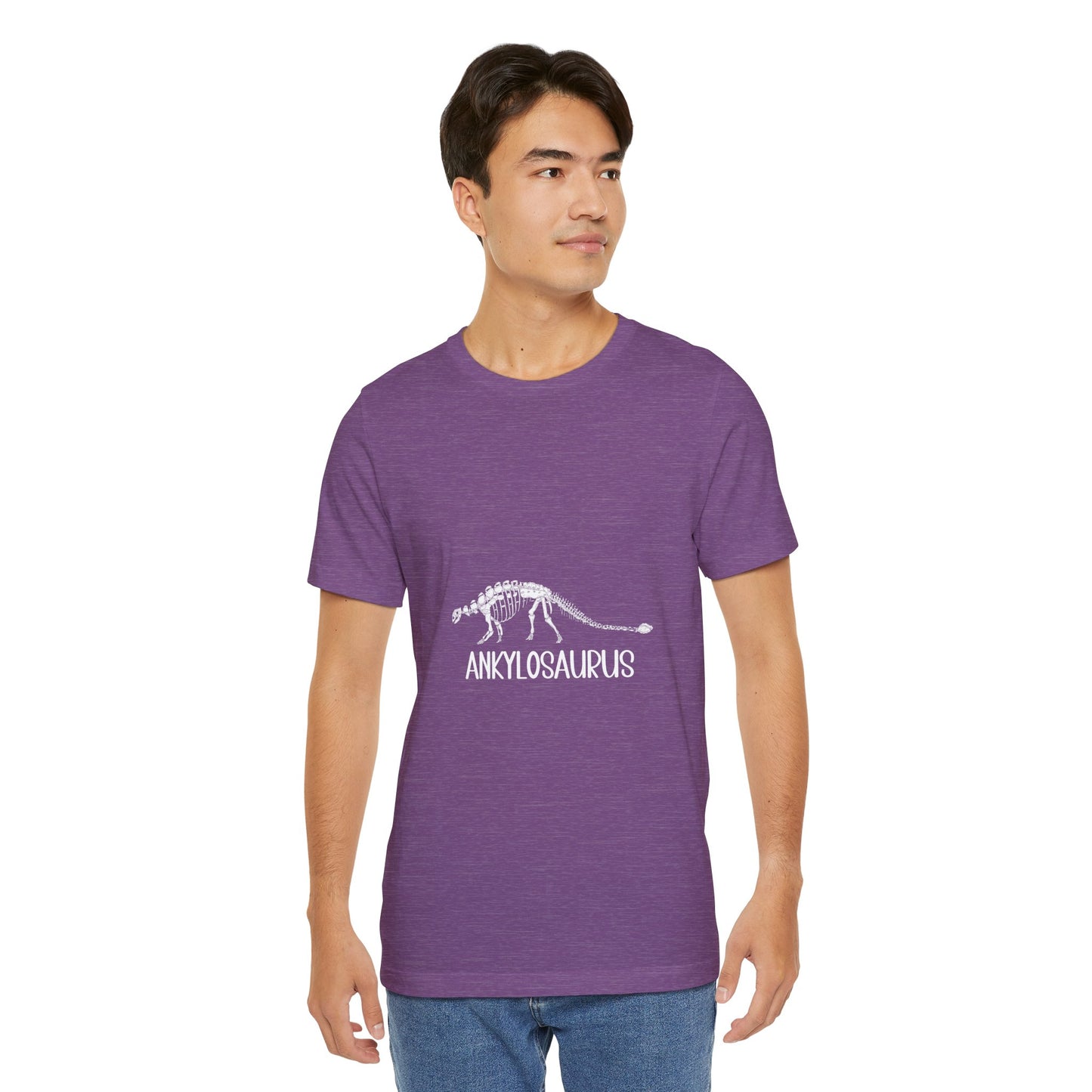 Fossil Ankylosaurus White Graphics- Unisex Jersey Short Sleeve Tee Super Comfy Dino T-Shirt Gift