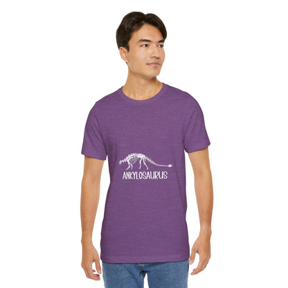 Fossil Ankylosaurus White Graphics- Unisex Jersey Short Sleeve Tee Super Comfy Dino T-Shirt Gift