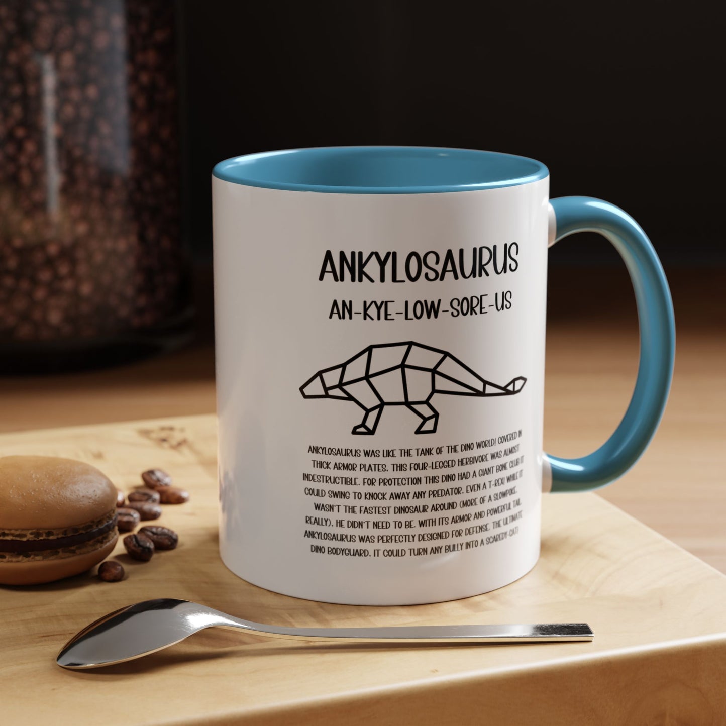 Polygon Ankylosaurus Mug with Detailed Black Graphic Amazing Gift for the Dino Lovers in your life