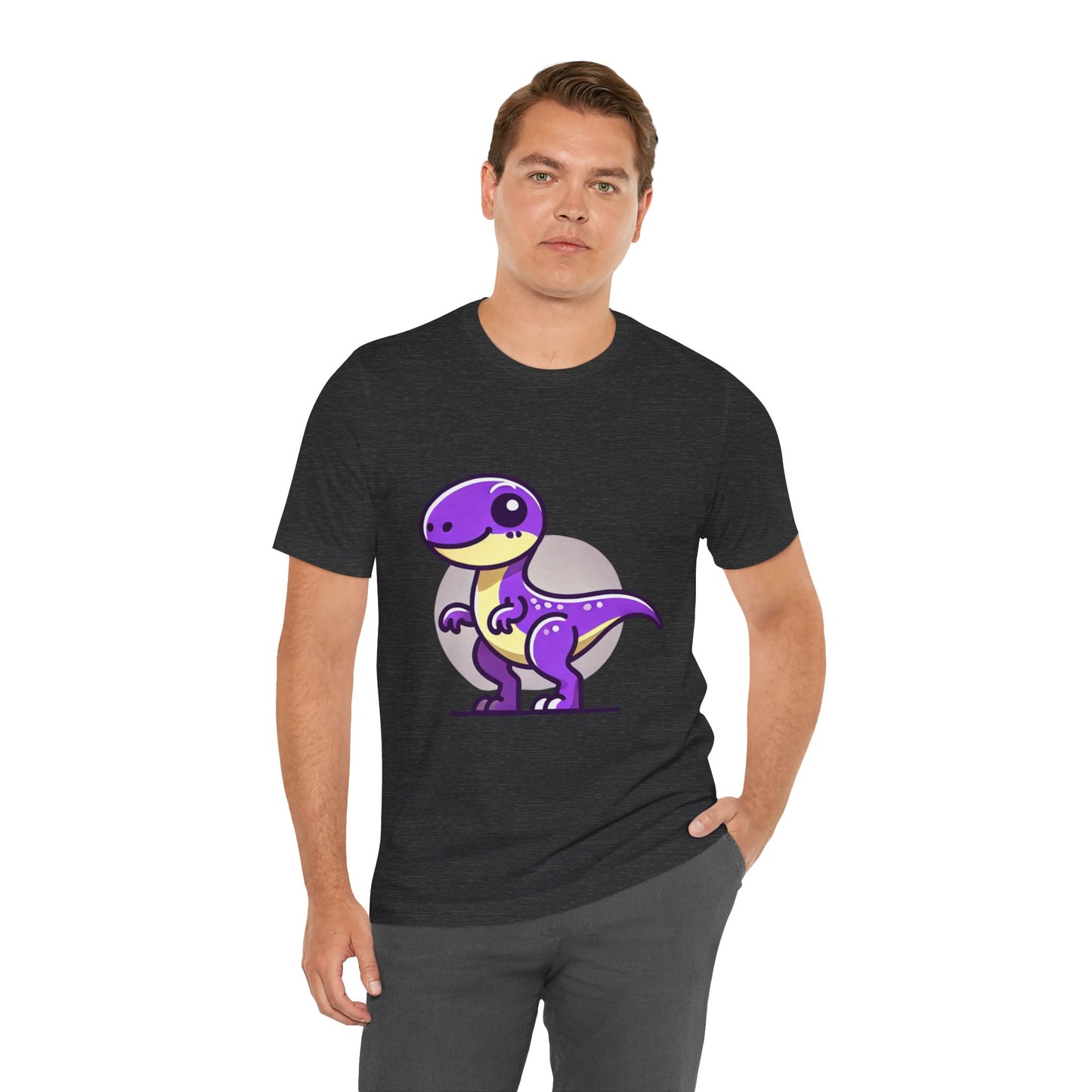 Purple Solar Cartoon Velociraptor - Unisex Jersey Short Sleeve Tee Super Comfy Dino T-Shirt Gift