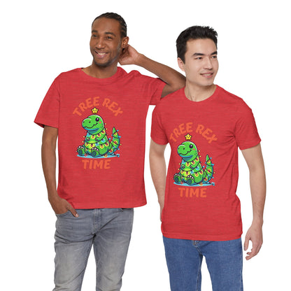 Tree Rex Time Christmas Jerry - Unisex Jersey Short Sleeve Tee Super Comfy Dino T-Shirt Gift