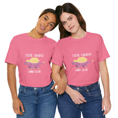 Ankylosaurus Cutie Saurus Dino Club Pink - White Graphic - Unisex Jersey Short Sleeve Tee Super Comfy Dino T-Shirt Gift