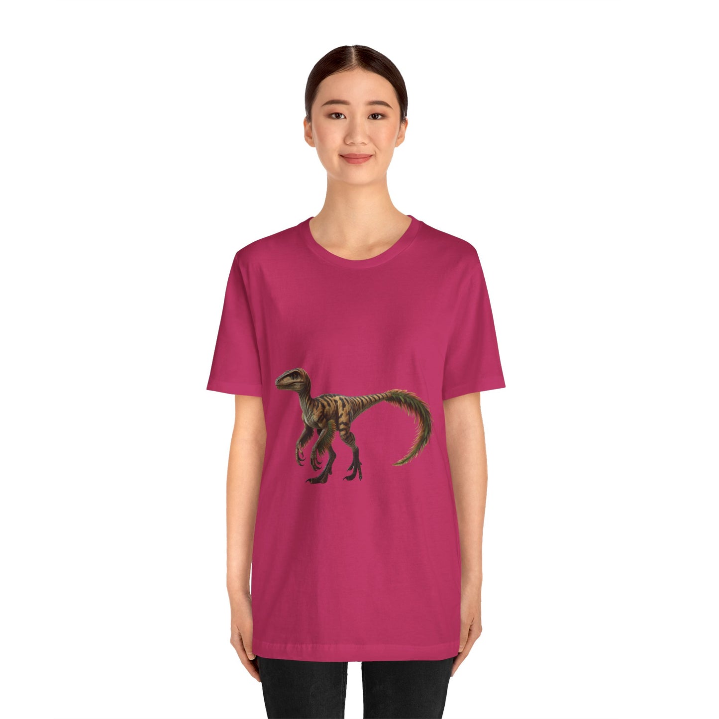 Wild & Feathered Velociraptor Tee – Bold Jungle Vibes and Fierce Dino Style! 🦖🌿🔥 - Unisex Jersey Short Sleeve Tee Super Comfy Dino T-Shirt Gift