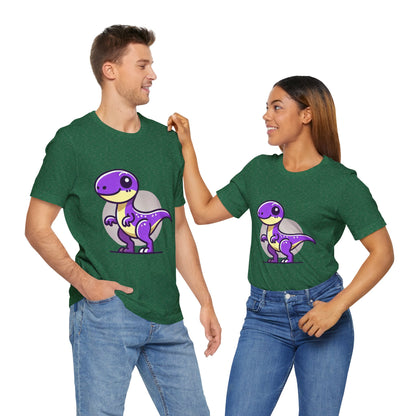 Purple Solar Cartoon Velociraptor - Unisex Jersey Short Sleeve Tee Super Comfy Dino T-Shirt Gift