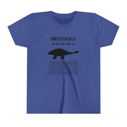 Youth Ankylosaurus T-Shirt with Detailed Black Graphics - Unisex Jersey Short Sleeve Tee Super Comfy Dino T-Shirt Gift