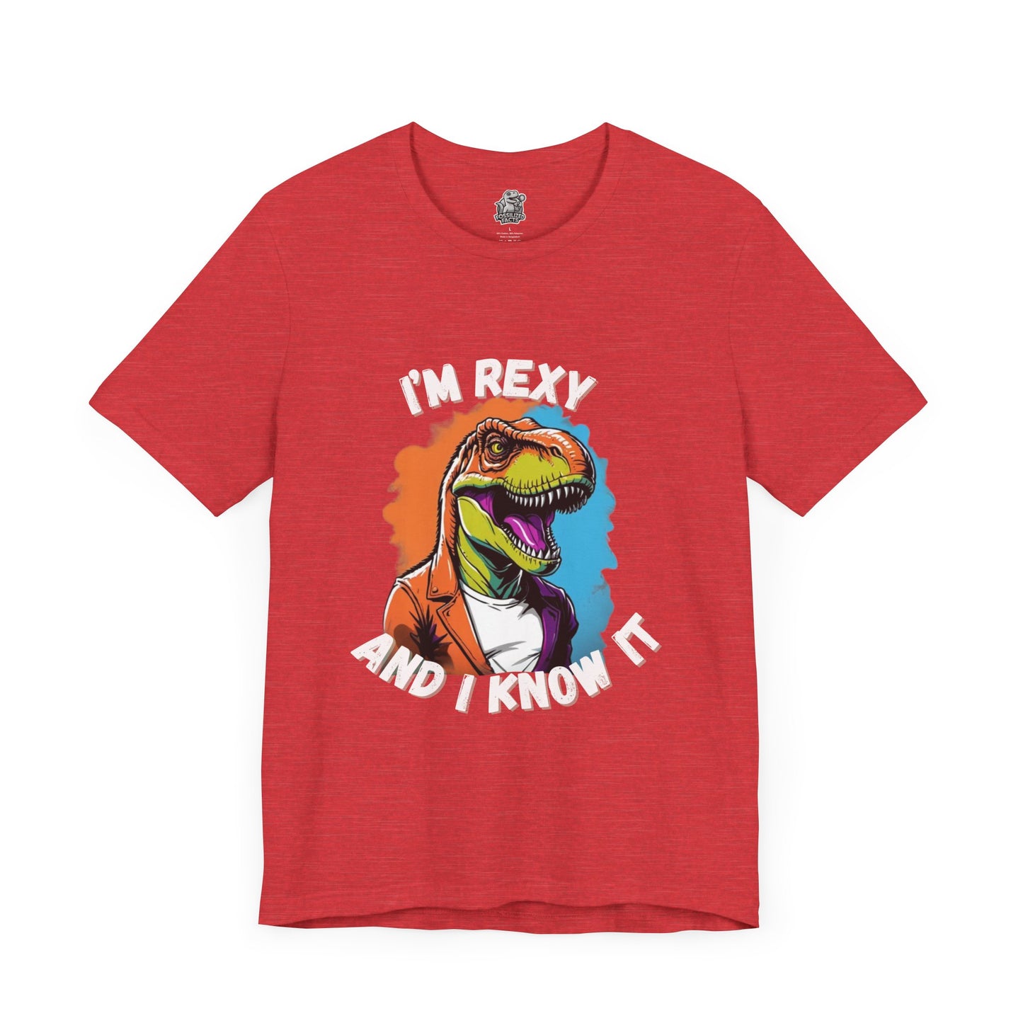 Vibrant Rex – I’m Rexy and I Know It Unisex T-Shirt with Bold Colors & T-Rex Swagger Unisex