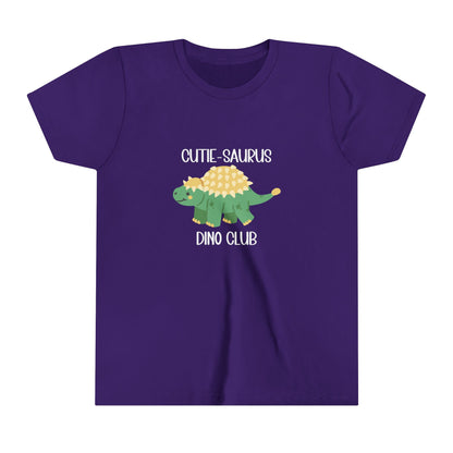 Youth Ankylosaurus Cutie Saurus Dino Club Green - White Graphic - Unisex Jersey Short Sleeve Tee Super Comfy Dino T-Shirt Gift