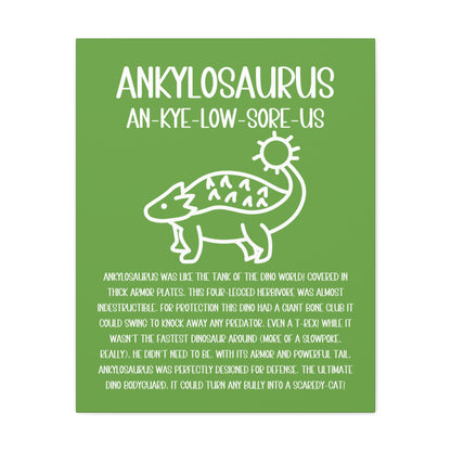 Cute Ankylosaurus Vertical Matte Canvas Green, Stretched, 1.25" Amazing Gift for the Dino Lover in your life