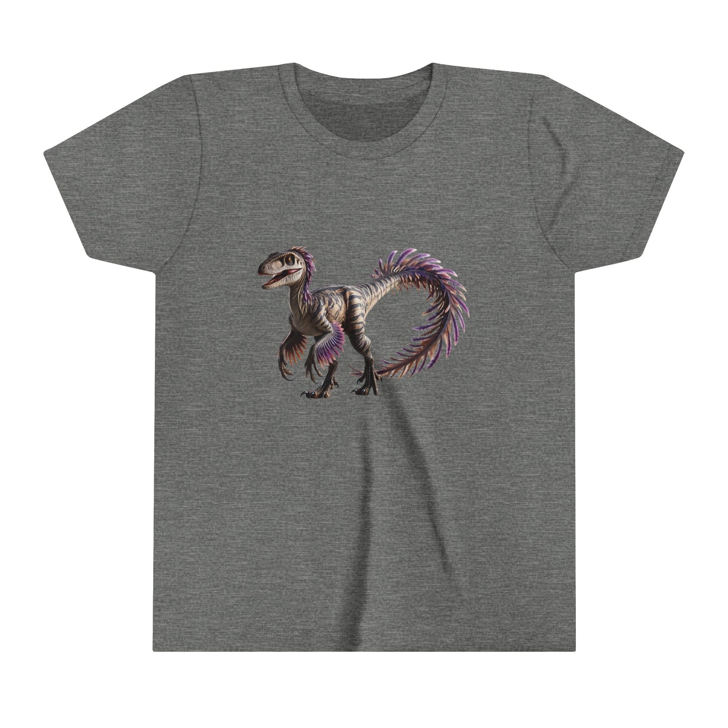 Youth Majestic Feathered Velociraptor Tee – Fierce, Fabulous, and Full of Flair! 🦖💜✨ - Unisex Jersey Short Sleeve Tee Super Comfy Dino T-Shirt Gift