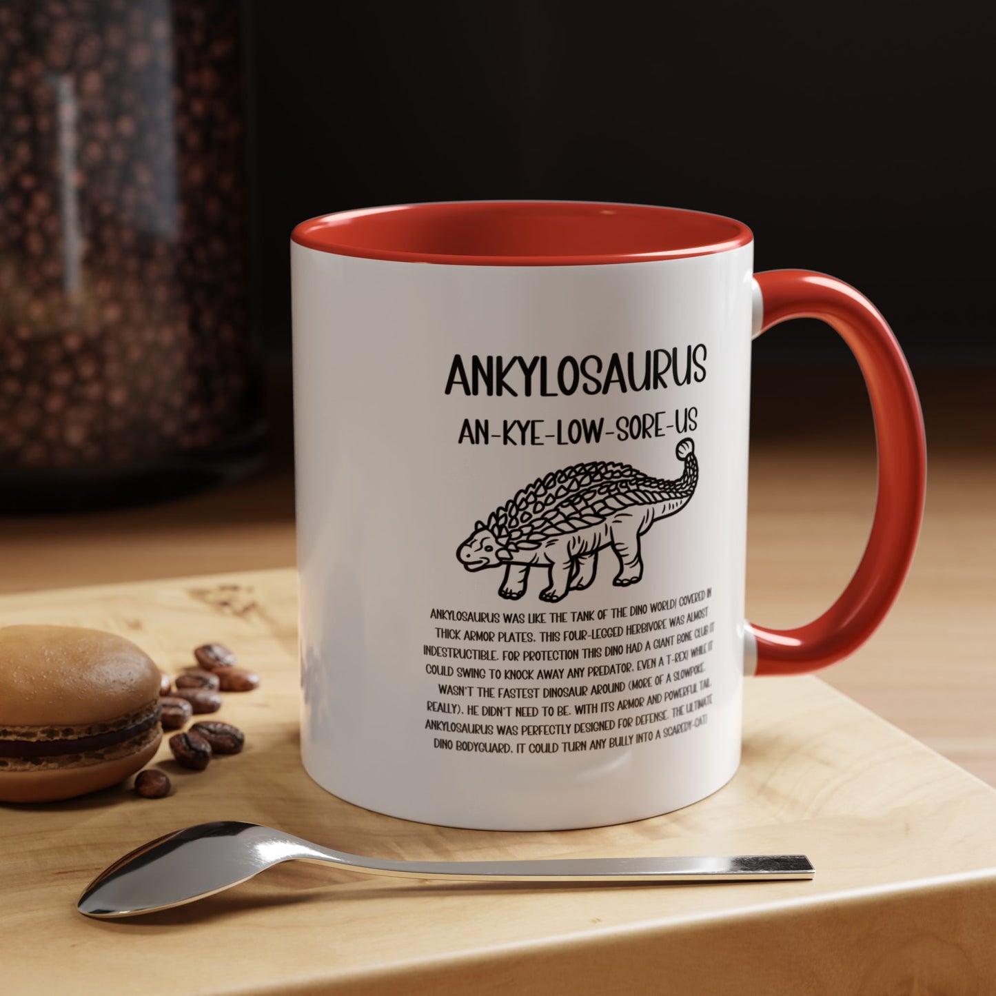 Outlined Ankylosaurus Mug with Detailed Black Graphic Amazing Gift for the Dino Lovers in your life