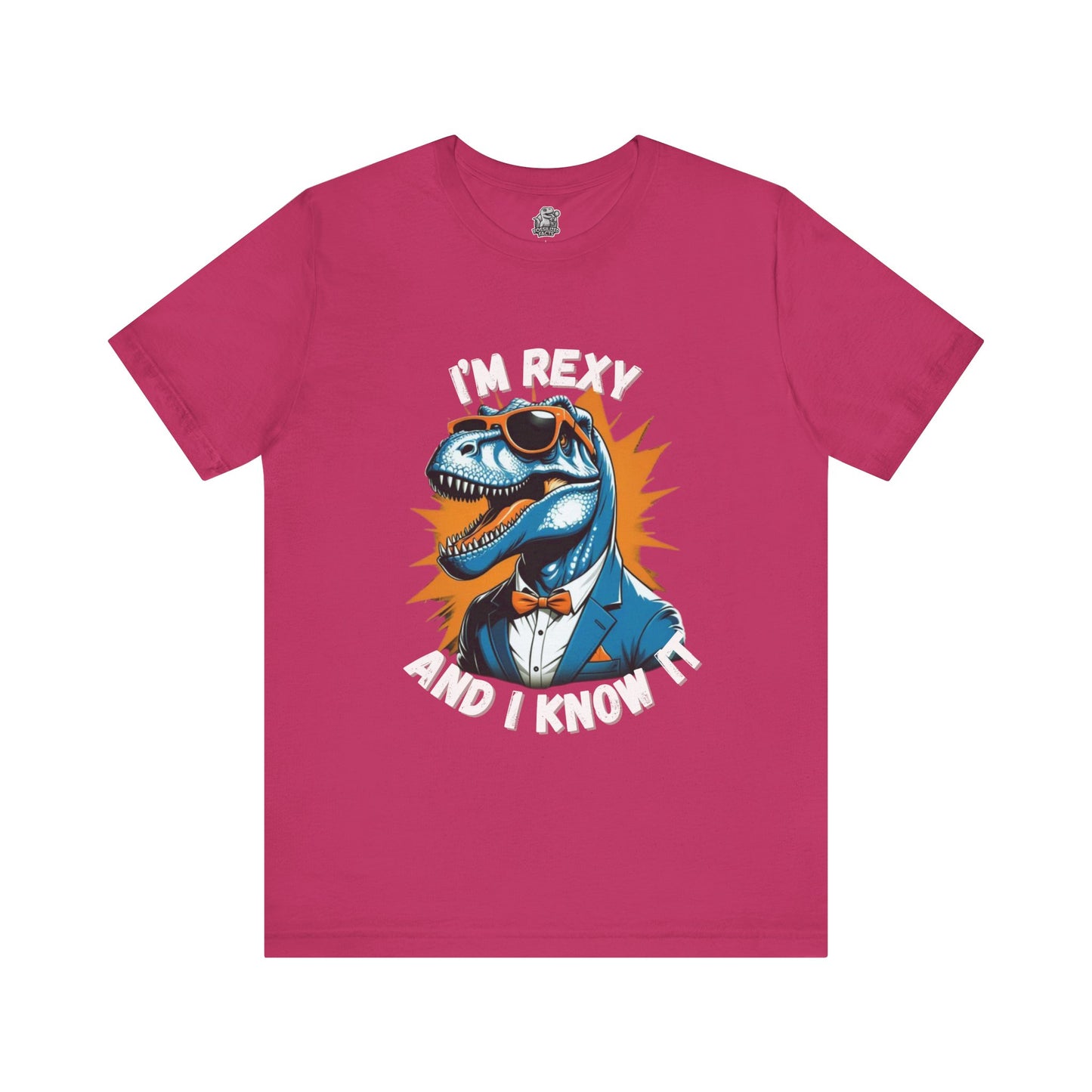 Suave Rex – I’m Rexy and I Know It Unisex T-Shirt with Stylish T-Rex in Shades & Suit