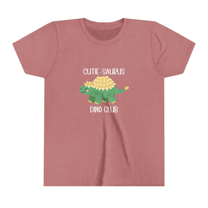 Youth Ankylosaurus Cutie Saurus Dino Club Green - White Graphic - Unisex Jersey Short Sleeve Tee Super Comfy Dino T-Shirt Gift