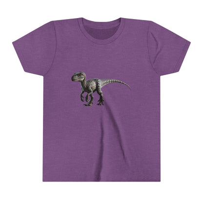 Youth Epic Velociraptor Tee – Unleash the Dino in You! 🦖🍃🧡 - Unisex Jersey Short Sleeve Tee Super Comfy Dino T-Shirt Gift