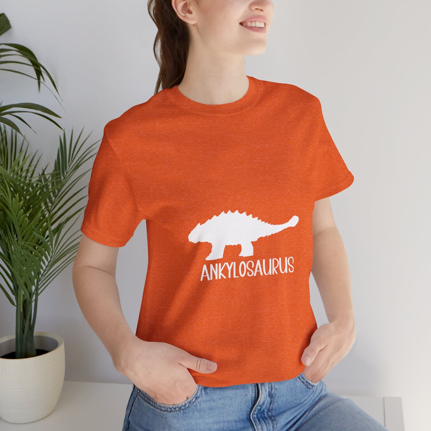 Ankylosaurus White Graphics- Unisex Jersey Short Sleeve Tee Super Comfy Dino T-Shirt Gift