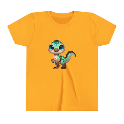 Youth Vibrant Jungle Velociraptor Tee – Bold Green & Yellow Dino Style! 🦖🌿🔥 - Unisex Jersey Short Sleeve Tee Super Comfy Dino T-Shirt Gift