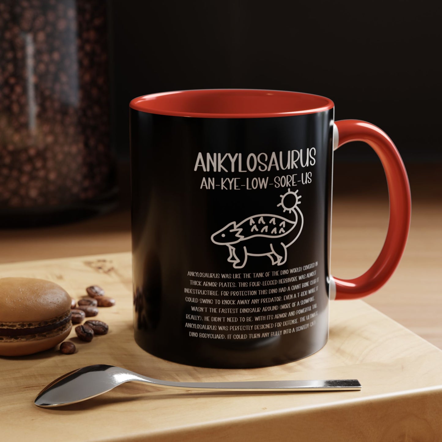 Cute Ankylosaurus Mug with Detailed White Graphic Amazing Gift for the Dino Lovers in your life