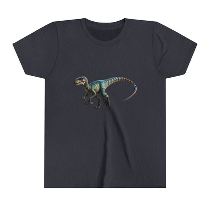 Youth Vibrant Velociraptor Adventure Tee – Unleash Your Inner Dino Explorer with Fierce Style! 🦖🌈 - Unisex Jersey Short Sleeve Tee Super Comfy Dino T-Shirt Gift