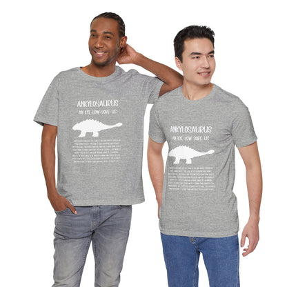 Ankylosaurus Detailed with White Graphics- Unisex Jersey Short Sleeve Tee Super Comfy Dino T-Shirt Gift