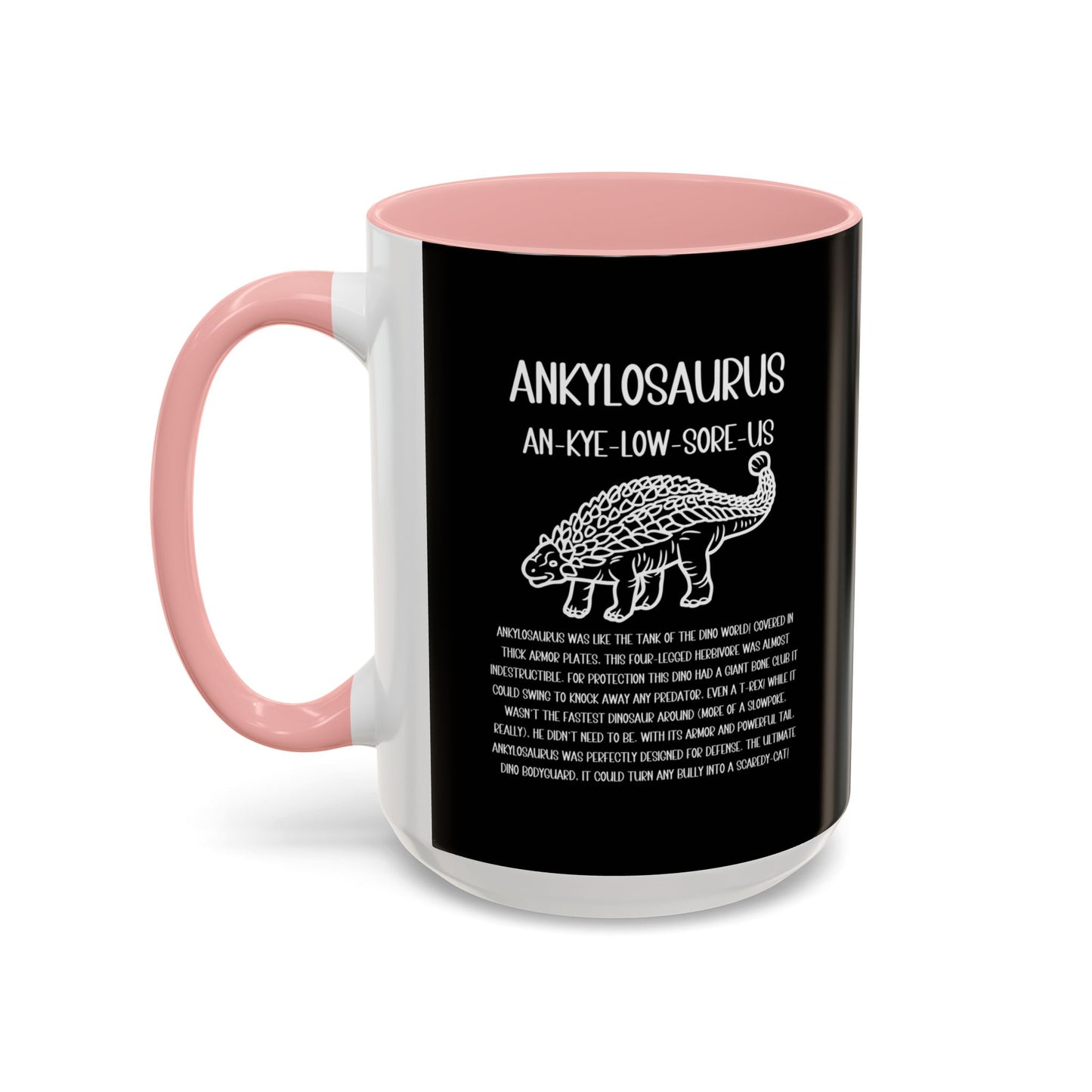 Outlined Ankylosaurus Mug with Detailed White Graphic Amazing Gift for the Dino Lovers in your life