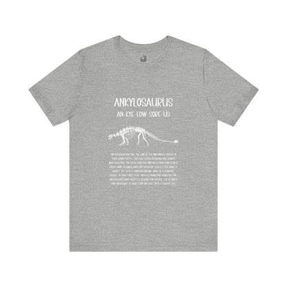 Fossil Ankylosaurus Detailed with White Graphics- Unisex Jersey Short Sleeve Tee Super Comfy Dino T-Shirt Gift