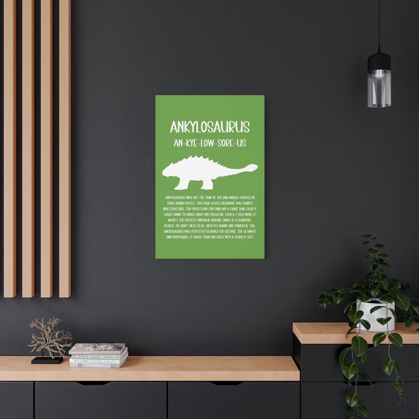 Ankylosaurus Vertical Matte Canvas Green, Stretched, 1.25" Amazing Gift for the Dino Lover in your life