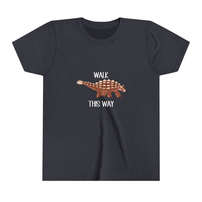 Youth Ankylosaurus Walk This Way White Graphic - Unisex Jersey Short Sleeve Tee Super Comfy Dino T-Shirt Gift