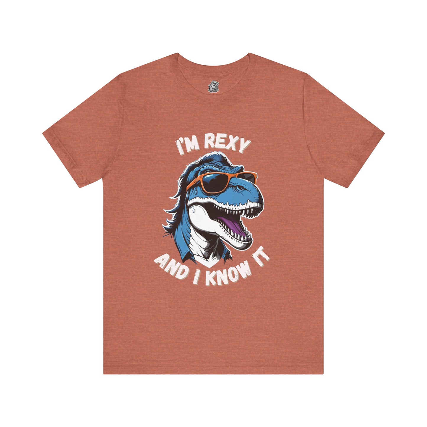 Rockstar Rex – I’m Rexy and I Know It Unisex T-Shirt with Cool T-Rex in Sunglasses & Hair