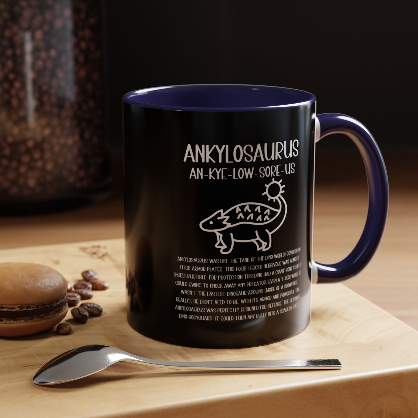 Cute Ankylosaurus Mug with Detailed White Graphic Amazing Gift for the Dino Lovers in your life