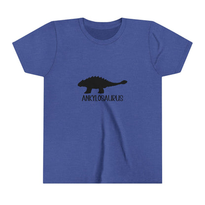 Youth Ankylosaurus T-Shirt with Black Graphics - Unisex Jersey Short Sleeve Tee Super Comfy Dino T-Shirt Gift