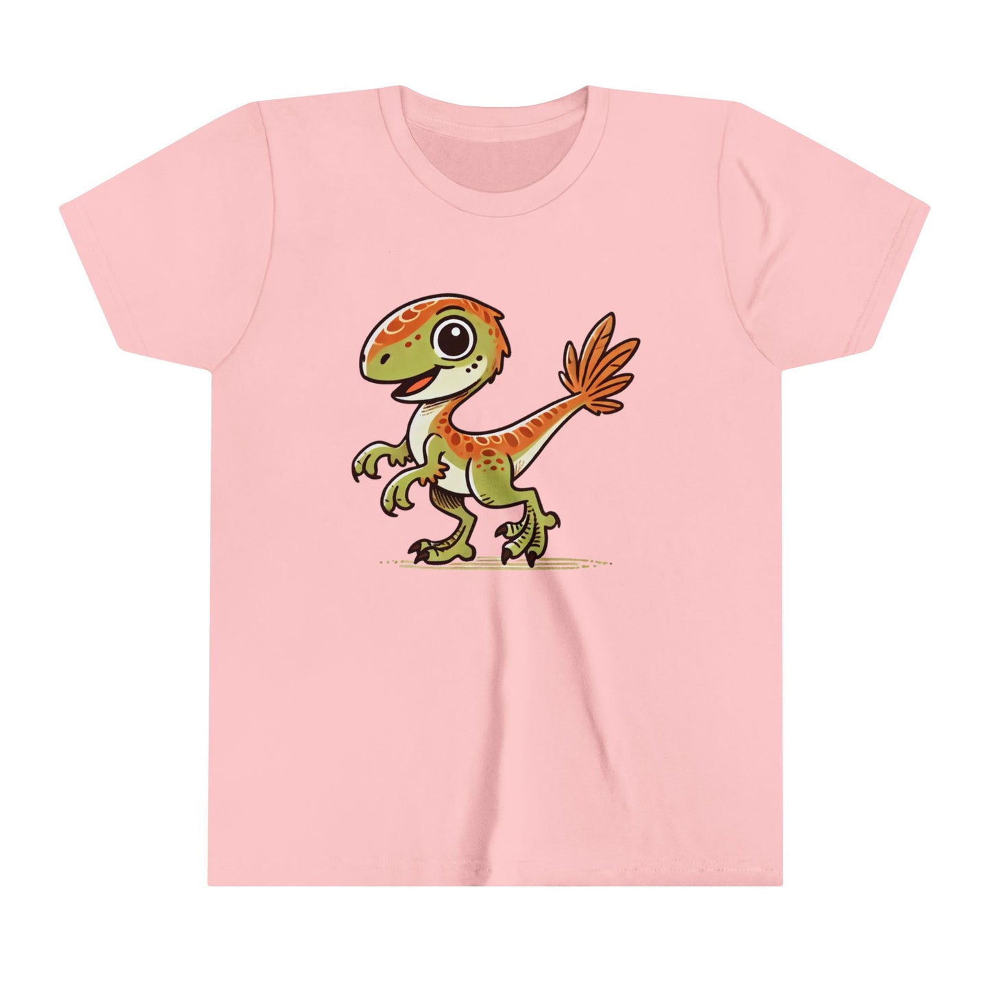 Youth  Playful Green Velociraptor Tee – Cute Dino Style with a Splash of Fun! 🦖🍂🌿 - Unisex Jersey Short Sleeve Tee Super Comfy Dino T-Shirt Gift