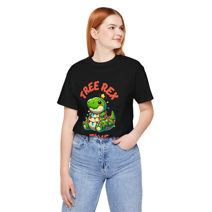 Tree Rex Time Merry Christmas Larry- Unisex Jersey Short Sleeve Tee Super Comfy Dino T-Shirt Gift