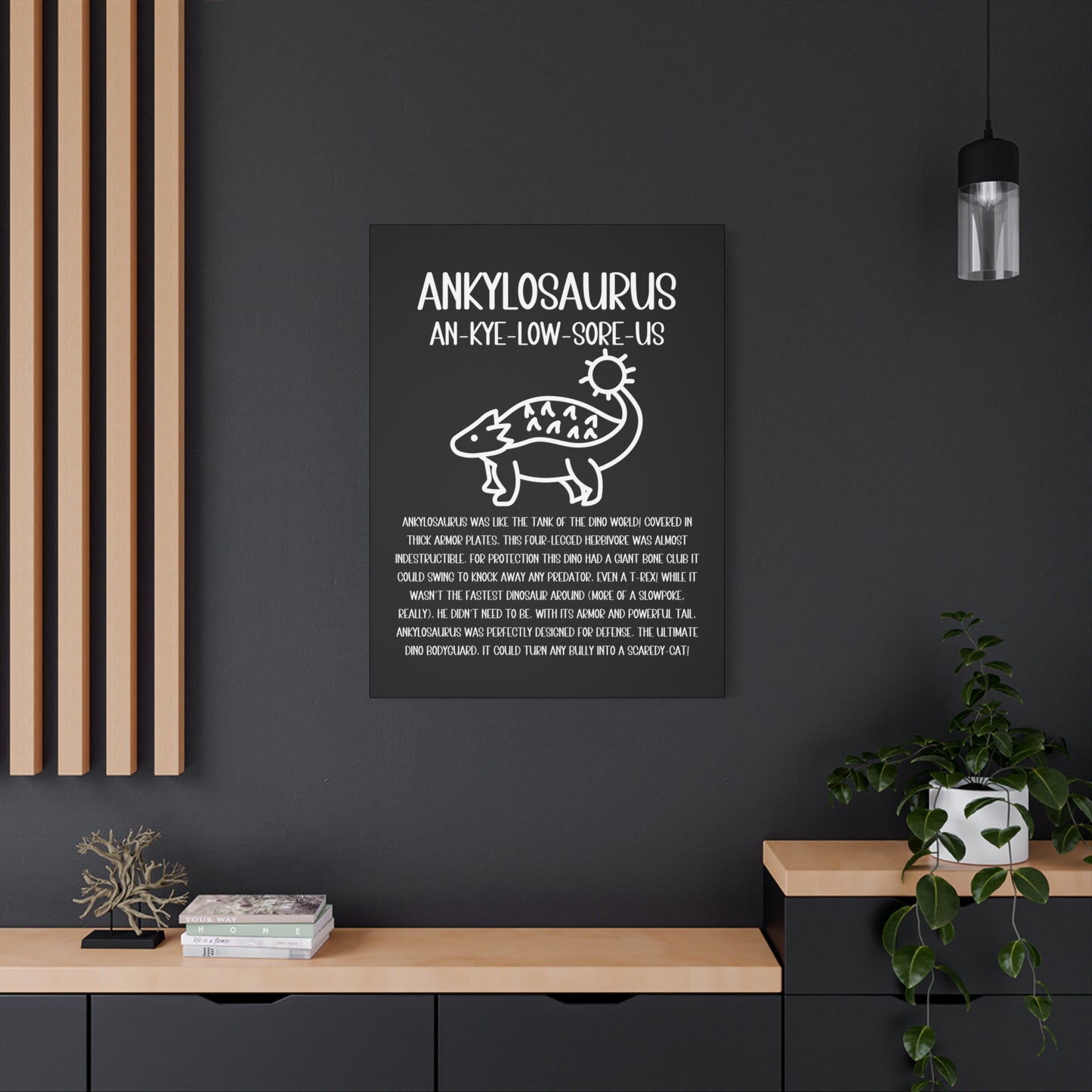 Cute Ankylosaurus Vertical Matte Canvas Black, Stretched, 1.25" Amazing Gift for the Dino Lover in your life