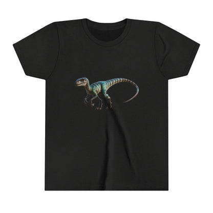 Youth Vibrant Velociraptor Adventure Tee – Unleash Your Inner Dino Explorer with Fierce Style! 🦖🌈 - Unisex Jersey Short Sleeve Tee Super Comfy Dino T-Shirt Gift