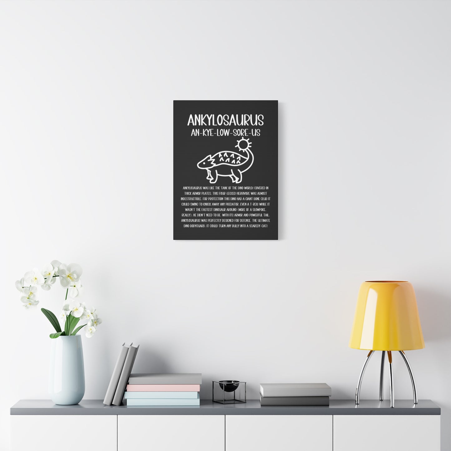 Cute Ankylosaurus Vertical Matte Canvas Black, Stretched, 1.25" Amazing Gift for the Dino Lover in your life