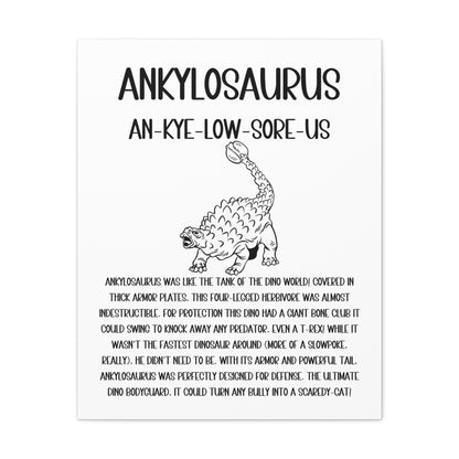 Defensive Ankylosaurus Vertical Matte Canvas White, Stretched, 1.25" Amazing Gift for the Dino Lover in your life