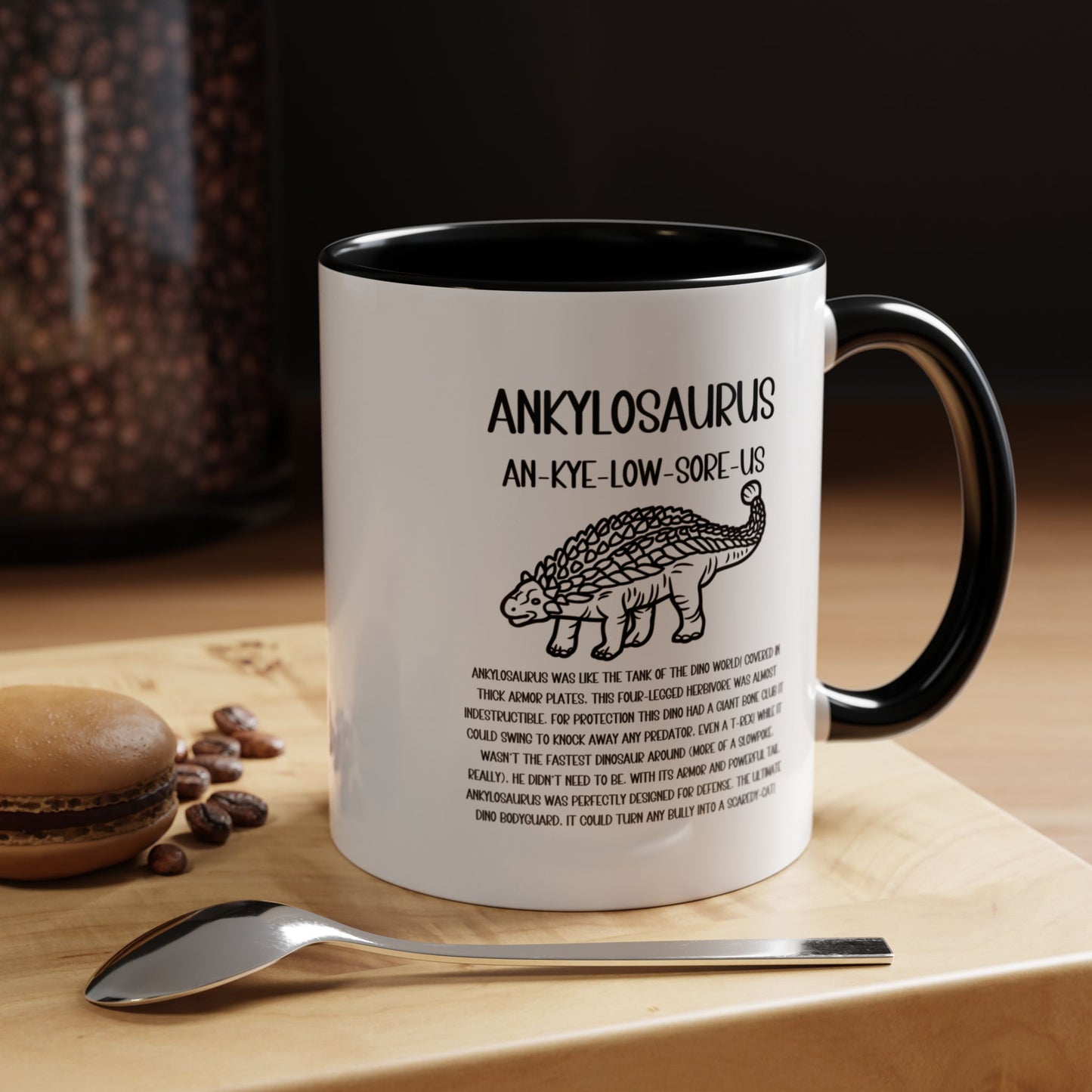 Outlined Ankylosaurus Mug with Detailed Black Graphic Amazing Gift for the Dino Lovers in your life