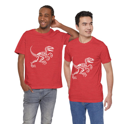 Minimalist Velociraptor Skeleton Tee – Classic Fossil Fun for Dino Fans! 🦖💀🦴 - Unisex Jersey Short Sleeve Tee Super Comfy Dino T-Shirt Gift