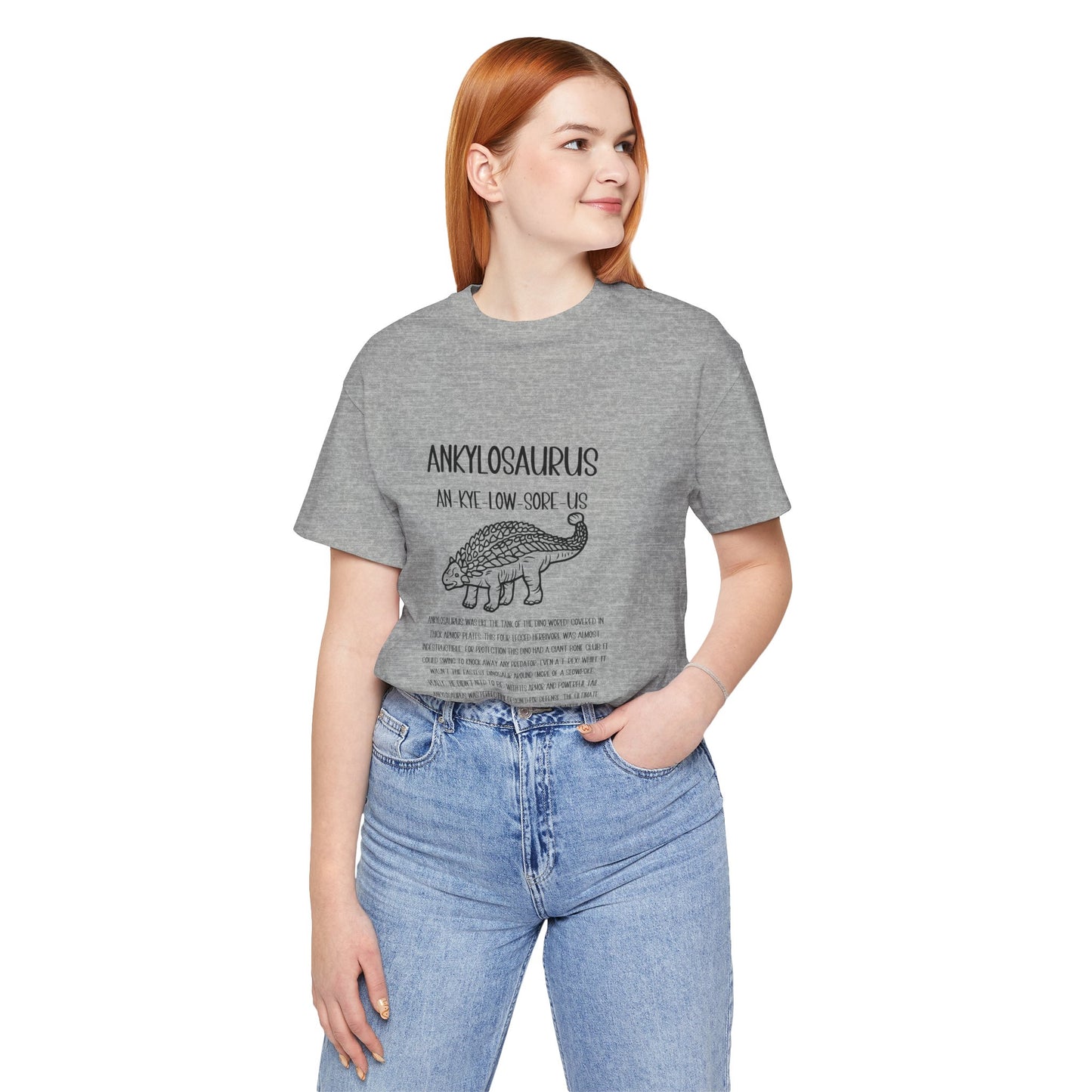 Outlined Ankylosaurus Detailed With Black Graphic - Unisex Jersey Short Sleeve Tee Super Comfy Dino T-Shirt Gift