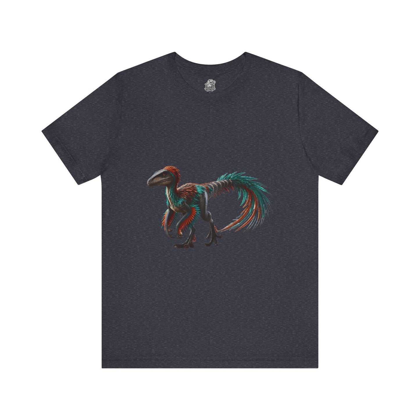 Stunning Feathered Velociraptor Tee – Bold Jungle Colors & Fierce Dino Style! 🦖🍂🌌 - Unisex Jersey Short Sleeve Tee Super Comfy Dino T-Shirt Gift