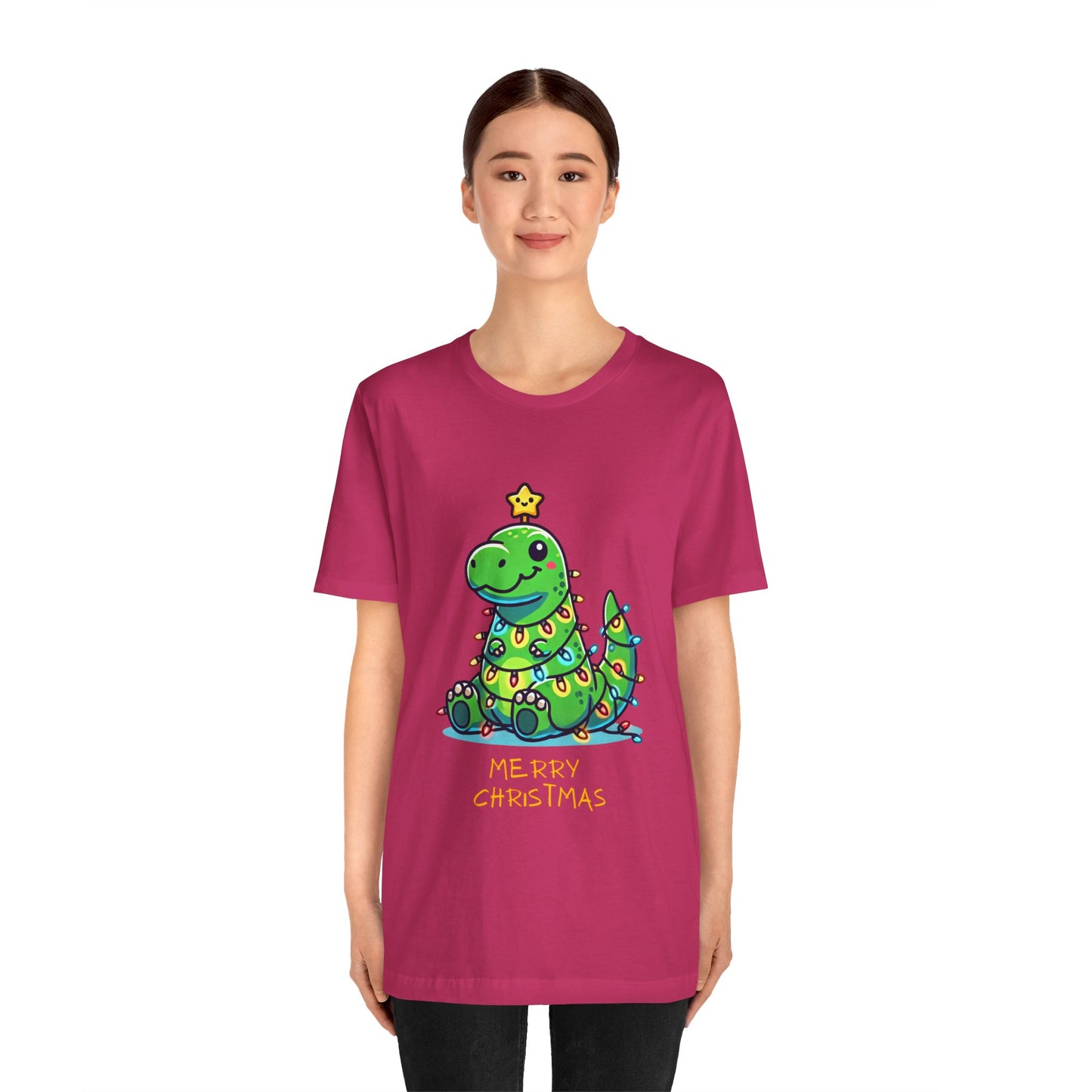 Merry Christmas - Tree Rex Jerry - Unisex Jersey Short Sleeve Tee Super Comfy Dino T-Shirt Gift