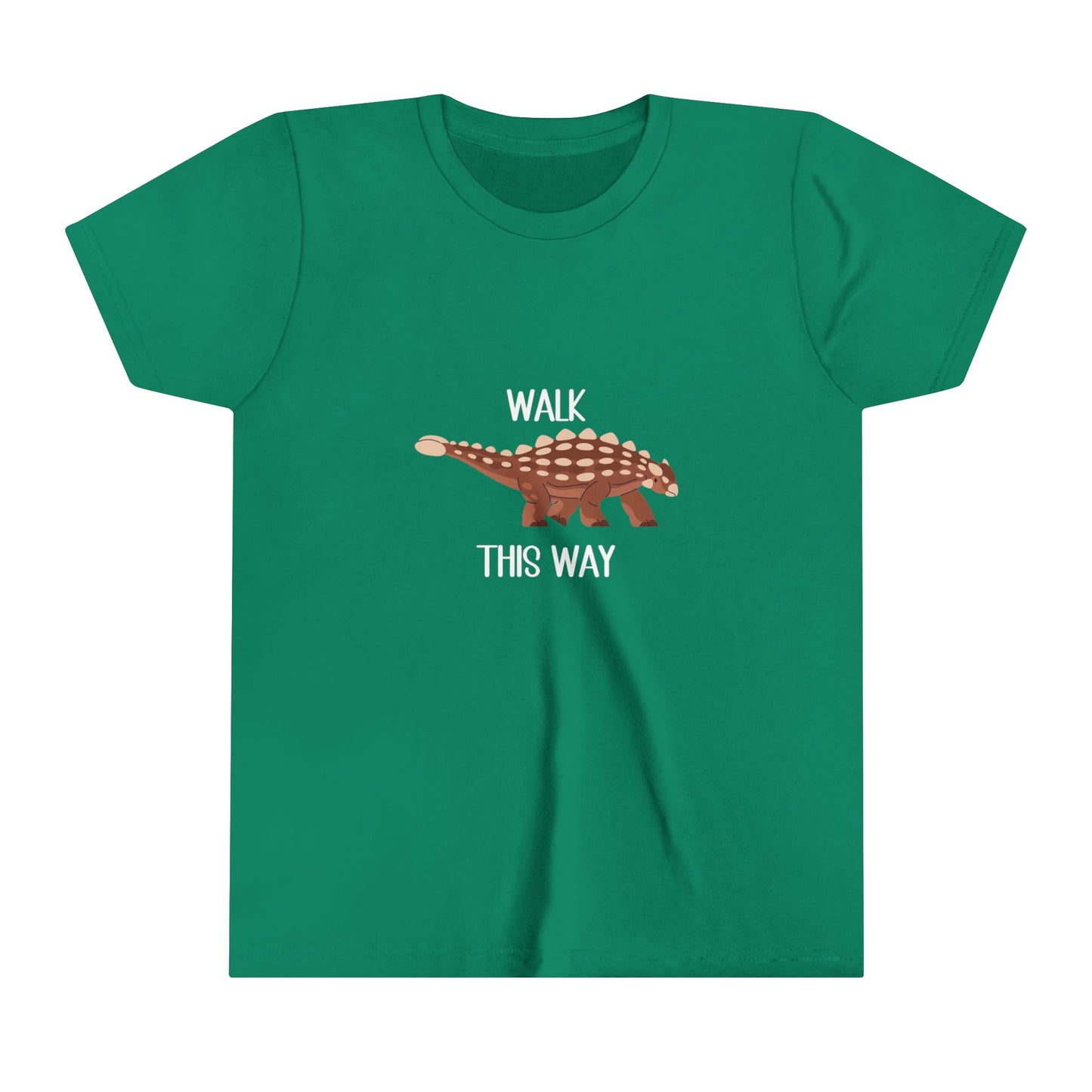 Youth Ankylosaurus Walk This Way White Graphic - Unisex Jersey Short Sleeve Tee Super Comfy Dino T-Shirt Gift