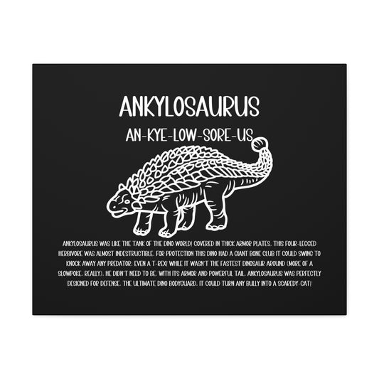 Outlined Ankylosaurus Horizontal Matte Canvas Black, Stretched, 1.25" Amazing Gift for the Dino Lover in your life