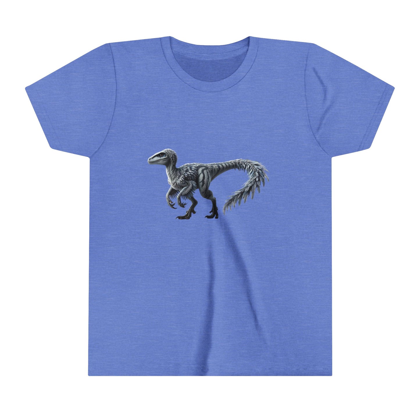 Youth Stunning Feathered Velociraptor Tee – Bold Jungle Colors & Fierce Dino Style! 🦖🍂🌌 - Unisex Jersey Short Sleeve Tee Super Comfy Dino T-Shirt Gift