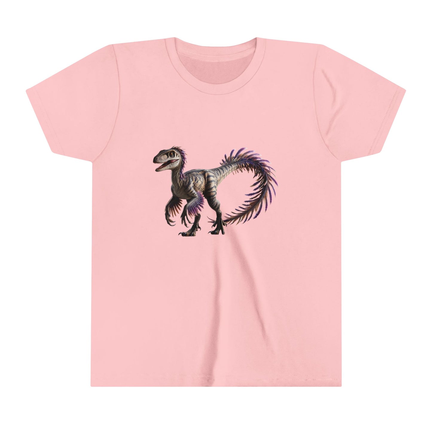 Youth Majestic Feathered Velociraptor Tee – Fierce, Fabulous, and Full of Flair! 🦖💜✨ - Unisex Jersey Short Sleeve Tee Super Comfy Dino T-Shirt Gift